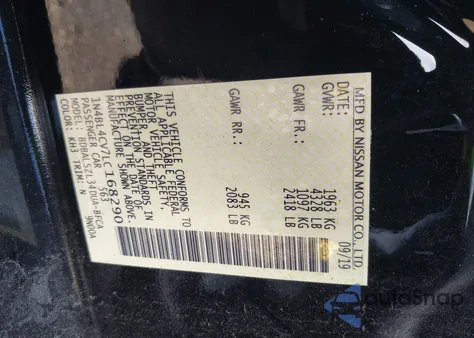 2020 Nissan Altima Sr Fwd from USA, damaged, VIN 1N4BL4CV7LC168290